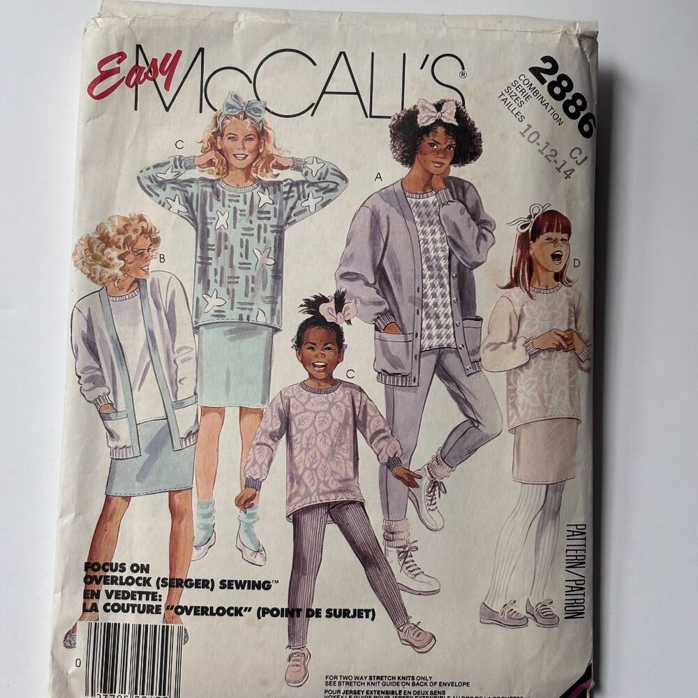 McCall's Girls' Cardigan, Top, Skirt and Pants Pattern 2886
